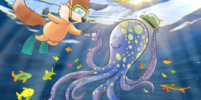 Kit the Fox Scuba Dives with Mr. Octopus