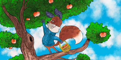 Kit the Fox Picks Apples